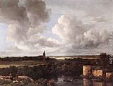An Extensive Landscape with a Ruined Castle and a Village Church by Jacob van Ruisdael